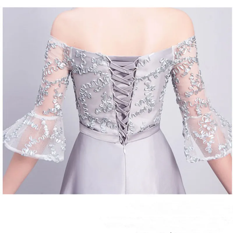 ASL53F # Персиковое розовое серое фотоблестящее короткое платье со шнуровкой для