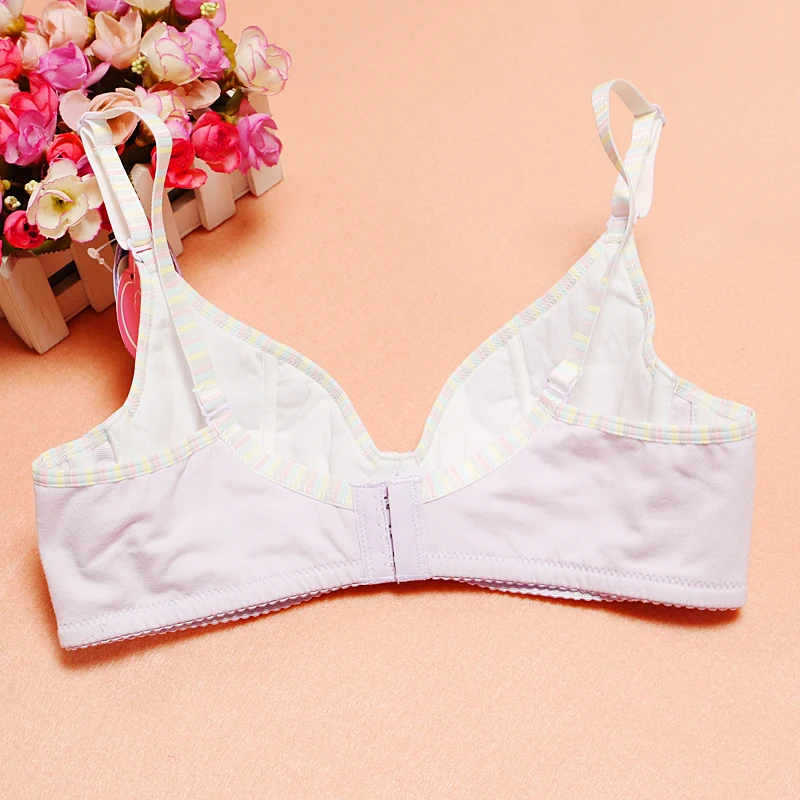 Free Shipping Feichangzimei Cute BraAnd Panties Cotton Solid Purple Yellow Underwire A/B Cup Sport Girls Bra Set-100083 | Детская одежда