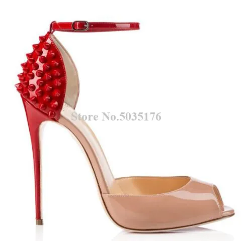 Летняя женская обувь с заклепками Модные Босоножки открытым носком и ремешком на