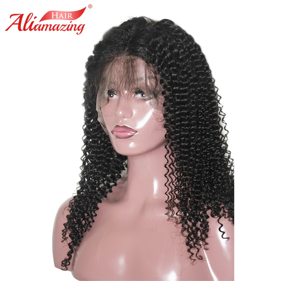 

Ali Amazing Hair Lace Front Human Hair Wigs 350% Density Pre Plucked Hairline With Baby Hair Brazilian Virgin Hair Curly Wigs