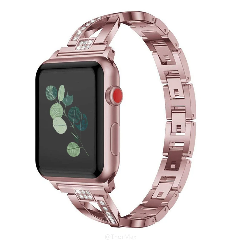 Женский ремешок для часов Apple Watch 38 мм/42 мм/40 мм/44 мм бриллиантовый из нержавеющей
