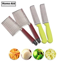potato french fry cutter stainless steel for fries serrated blade chip easy slicing banana fruits potato wave knife chopper