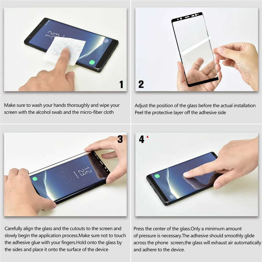 Закаленное Стекло для samsung Galaxy note8 9 H 3D изогнутые полное покрытие Экран Защитная