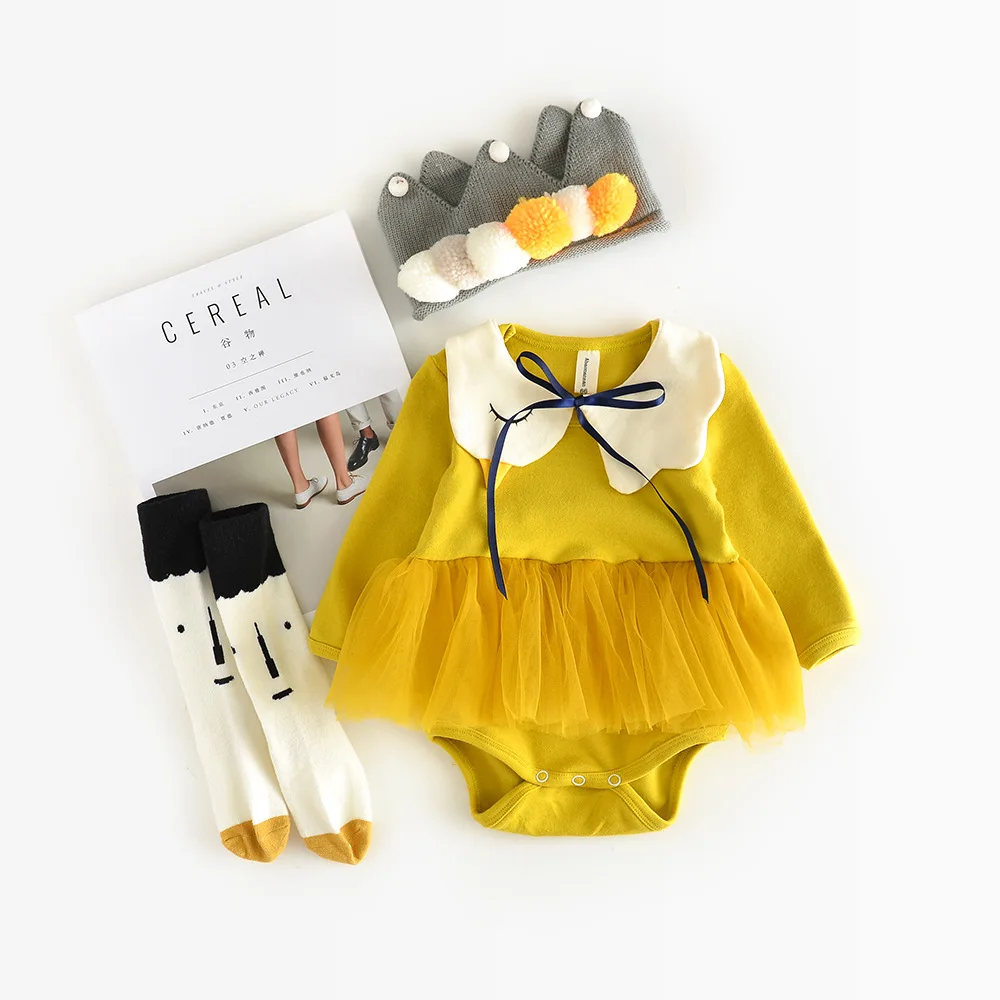 Девочка Весна Осенний комбинезон с длинными рукавами хлопок милый маленький