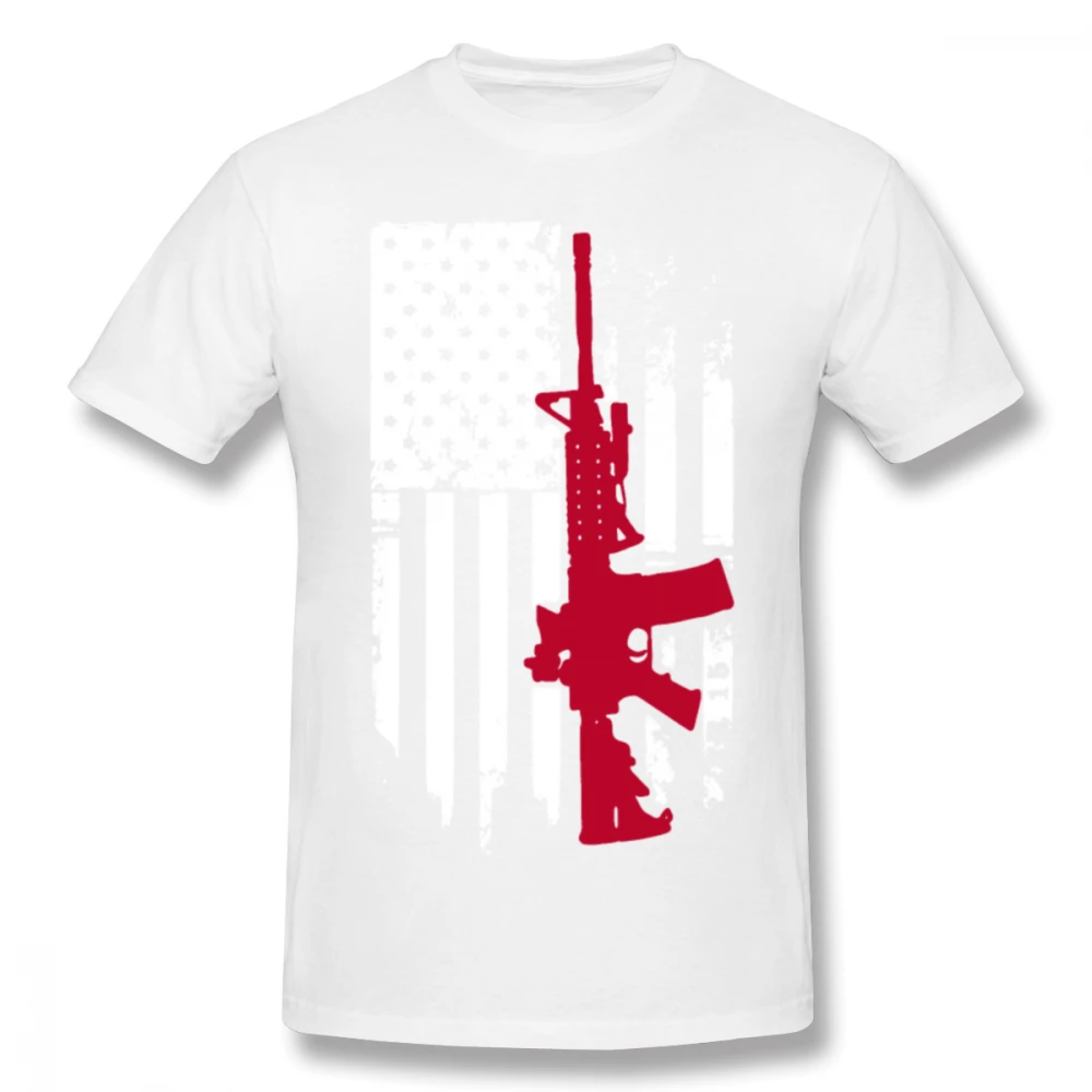 Gun Free Right USA American AR 15 Flag T-shirt For Men Plus Size 5XL Couple Shirt | Мужская одежда