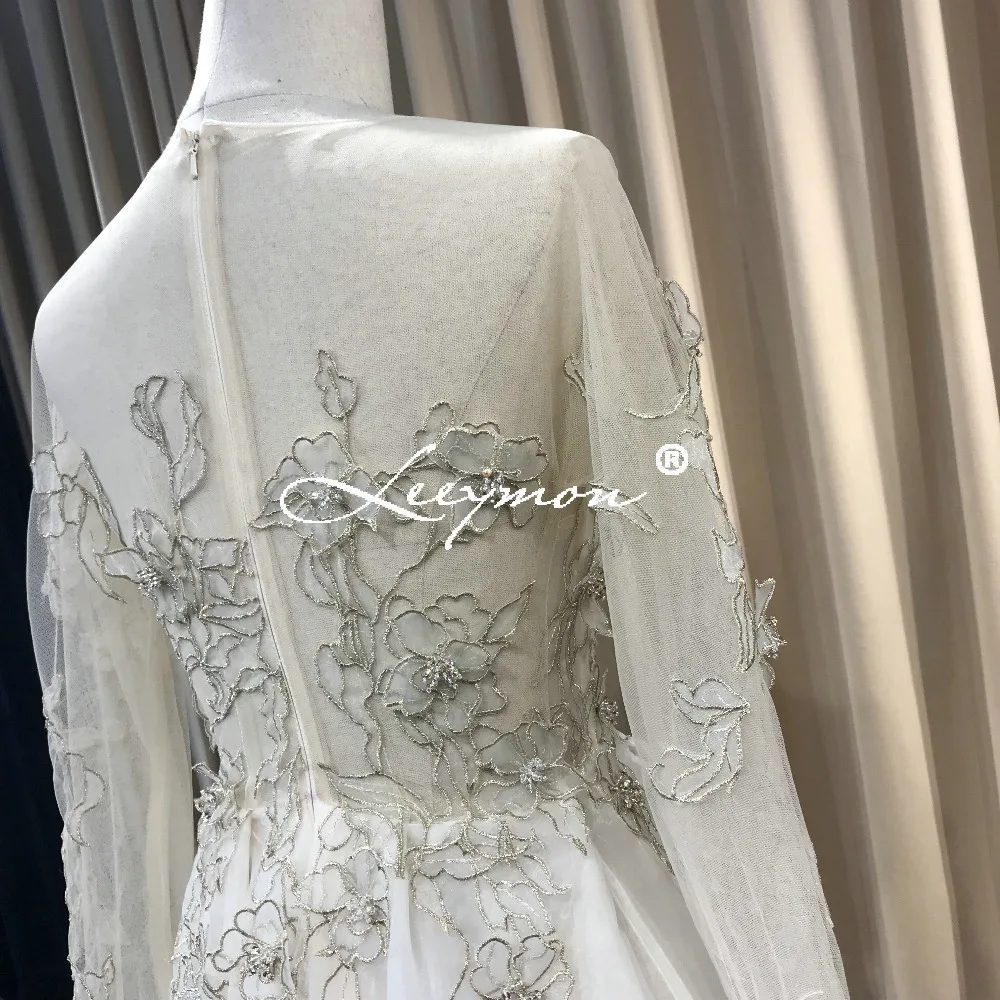 Leeymon шею с длинными рукавами Boho свадебное платье Принцесса длиной до пола
