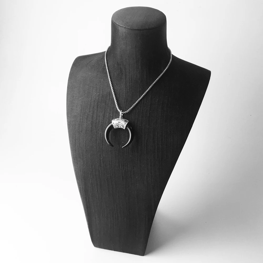 Кулон с тигровым зубом из черного опала модные ювелирные изделия стерлингового