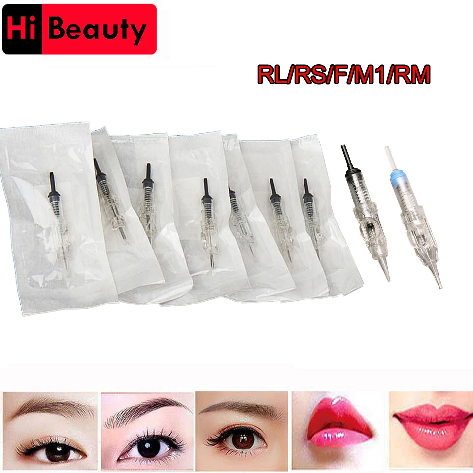 

30pcs/lot Disposable Sterilized Permanent Lip Eyebrow Makeup Bayonet Tattoo Small Motor Needles Cartridge RL/RS/F/M1/RM