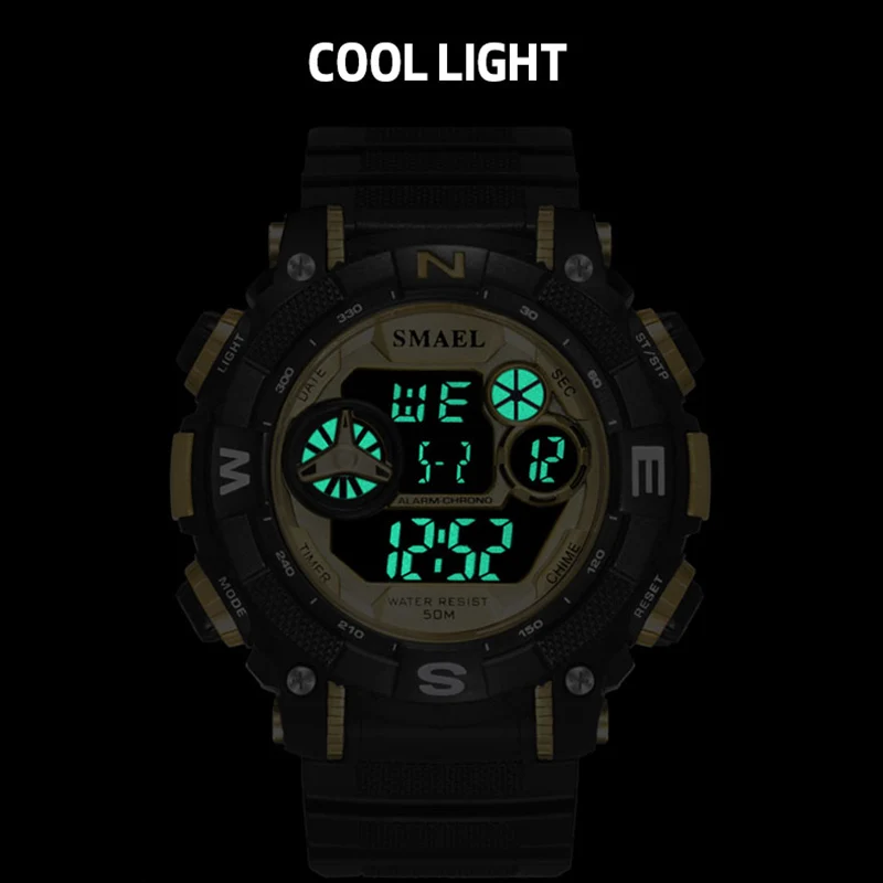 Цифровые наручные часы спортивные водонепроницаемые SMAEL S Shock Montre мужские военные