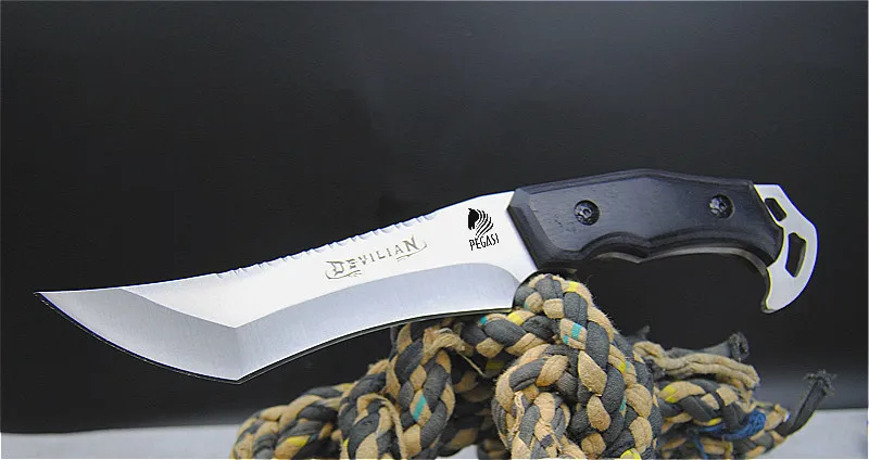 Ebony открытый 58HRC прямой нож Серебряный североамериканский охотничий нож кемпинг тактика прямой нож с кожаным покрытием