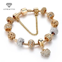 hot sale luxury crystal heart charm braceletsbangles gold bracelets for women jewellery pulseira feminina bracelet