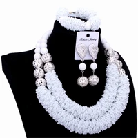 4ujewelry jewelry african set white crystal silver balls handmade nigerian wedding beads necklace jewellery set 2018 free ship