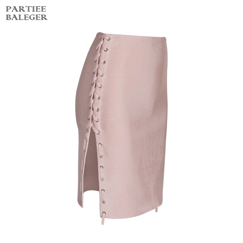 2019 Новая летняя шикарная юбка с перекрещенными лямками на шнуровке выше колена