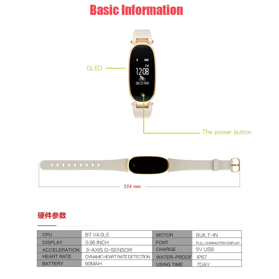 Смарт-браслет для женщин и девушек S3, Bluetooth, спортивный браслет, монитор сердечного ритма, IP67, водонепроницаемый смарт-браслет, PK S2, 3, 2X2