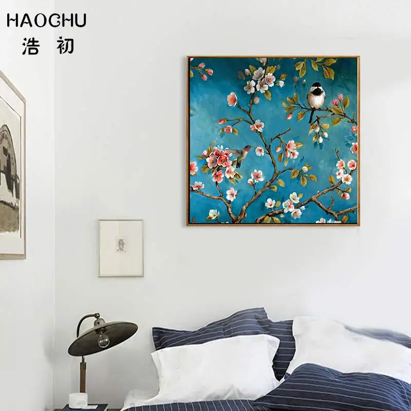 Китайская Картина HAOCHU с изображением цветов и птиц настенный плакат настенная