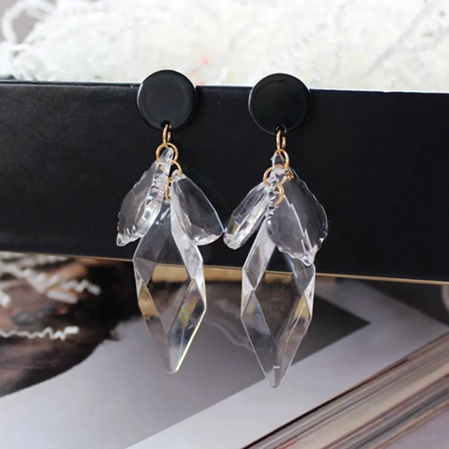 Boucle d'oreille Femme модные ювелирные изделия Уникальный дизайн прозрачный хрустальный стакан круглый Сердце Длинные полимерные серьги для женщин