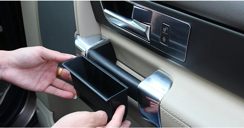 

Car Styling!4pcs Inner Plastic Side Door Armrest Storage Box For Land Rover LR4 Discovery 4 2010-2015