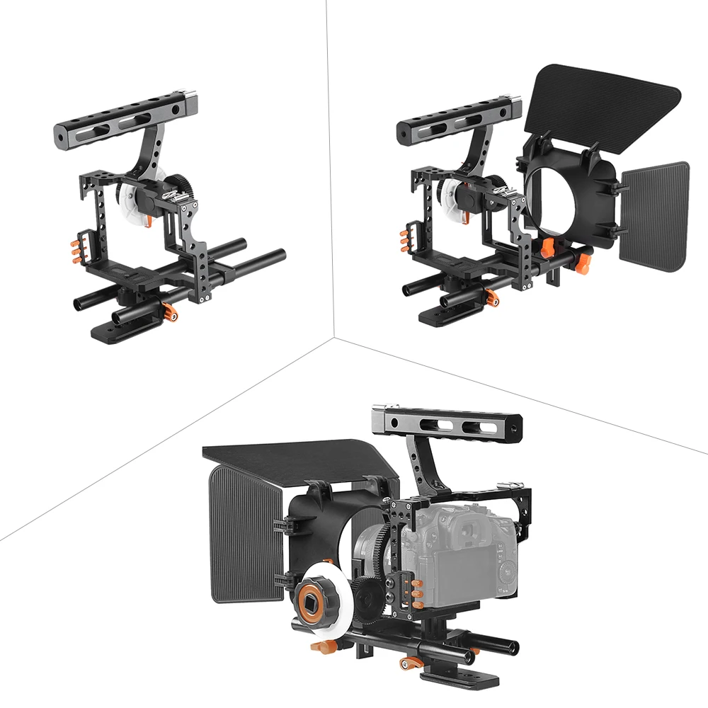 Professional DSLR Camera Rig Handheld Stabilizer Mount Cage+Matte Box+Follow Focus For Canon Nikon Sony Video Camcorder | Электроника