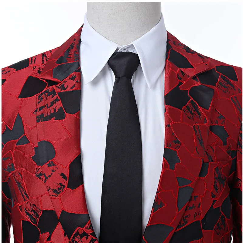 Crimson Men's Coat Lapel Slim Ball Flower Groom Jacket Best Suit | Мужская одежда