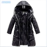 fashion girls winter coats female child down jackets outerwear shiny waterproof medium long thick 90 duck down parkas