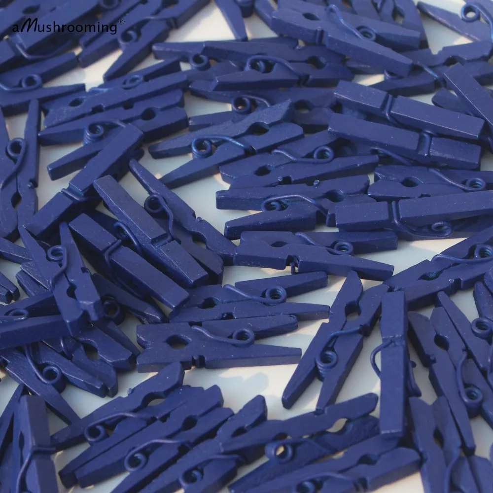 200 Royal Blue Mini pegs Wooden Clothespins Navy Scrapbooking Small Clips Baby Shower Fairy Garden Decor Pins Summer DIY Crafts | Дом и сад