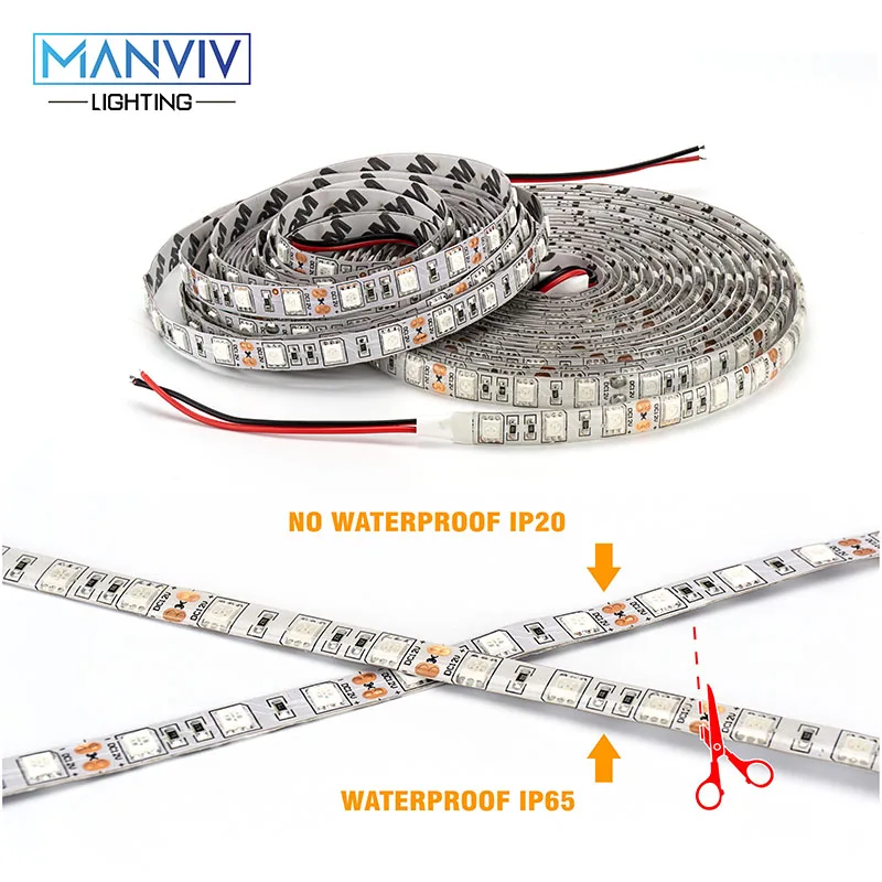 SMD5050 СИД растет свет полосы Водонепроницаемый DC12V гибкая лента 5 м 60led/M "сделай
