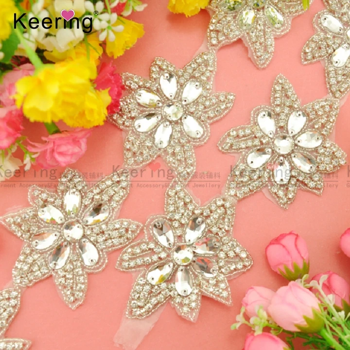 Красивые Цветы Стразы для свадебного платья|trimmings for dresses|trim rhinestonetrim dress |