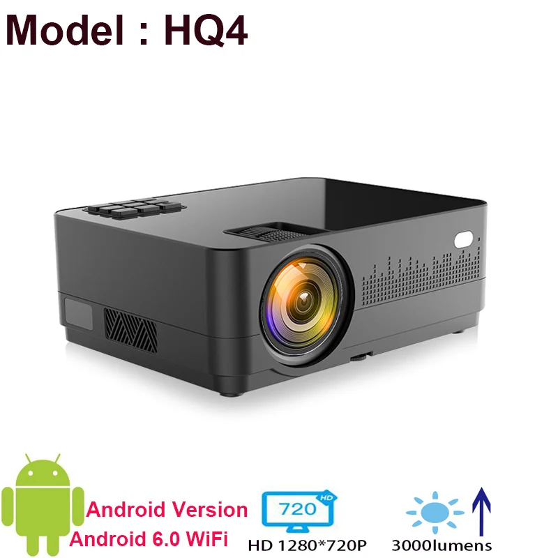 HQ4 android Smartldea Real 720P светодиодный HD проектор Android 6,0 WiFi опция, портативный lcd Proyector Bluetooth цифровой 3D домашний мультимедийный проектор - Цвет: HQ4 android