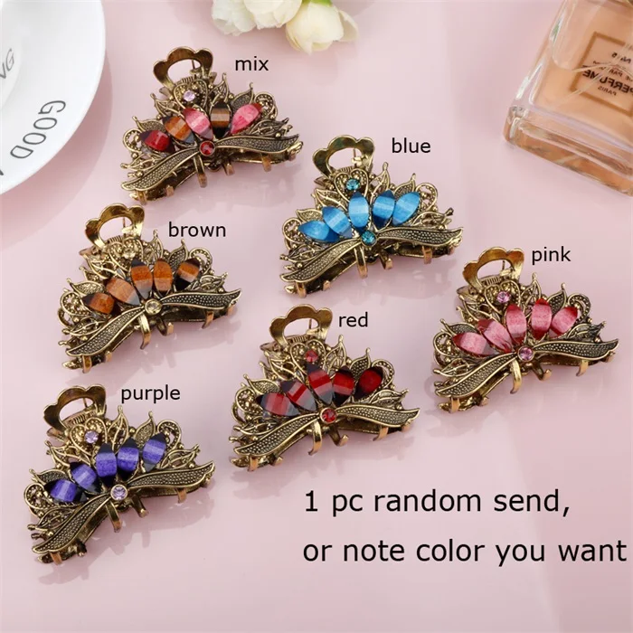 1 piece random send Женский винтажный металлический цветок бабочка маленькая мини заколка для волос зажим для волос ретро хрустальные стразы шпильки для невесты аксессуары для волос - Окраска металла: 1 piece random send