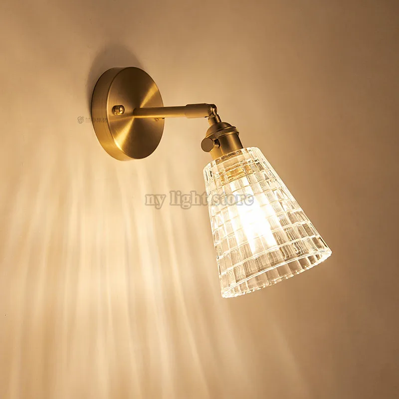 Modern Luxury LED Copper Clear Glass Shade Wall Light Sconce For Foyer Living Room | Освещение