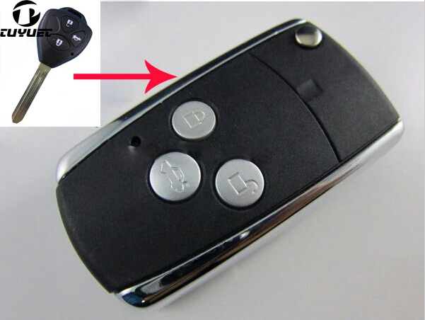 

3 Buttons Modified Flip Remote Key Shell Blanks For Toyota Camry Reiz FOB Car Key Blanks Case