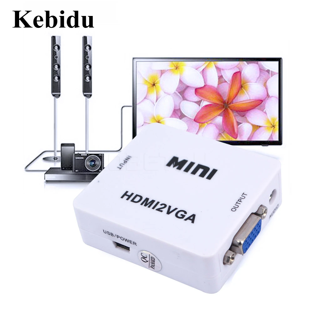 Kebidu HDMI совместимый преобразователь VGA с аудио преобразователем для устройства к