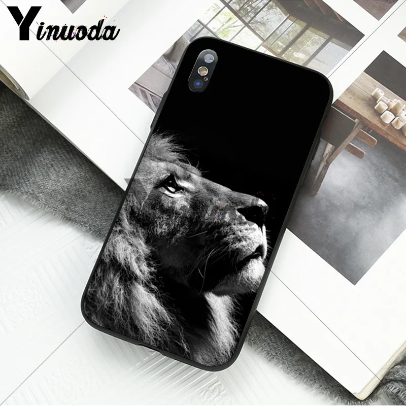11pro MAX животные Лев умный чехол черный мягкий для телефона iPhone X XS 6 6S 7 7plus 8 8Plus 5 5S