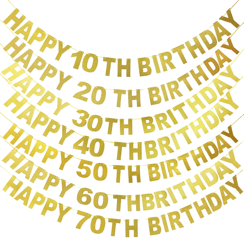 1 комплект ювелирных изделий золото баннер с блестками &quothappy 10/20 Вт 30 Вт/40/50/60/70/80/90