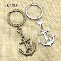 5pcslot handmade keychains vintage anchor charm metal zinc rudders charms compass boat key chains diy jewelry make aysq110