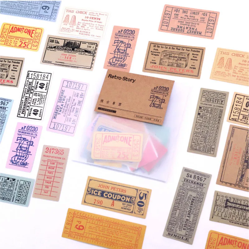 Stationery Stickers Paper Adhesive Label Vintage Ticket For Kids DIY Scrapbooking Diary | Канцтовары для офиса и дома