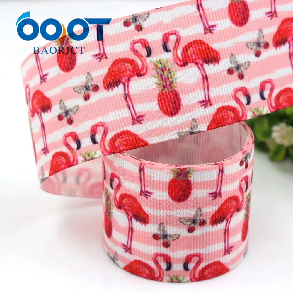 OOOT BAORJCT G-18801-735, 38 мм 10 ярдов мультфильм Фламинго Ленты Термотрансферная печать grosgrain Свадебный Материал "сделай сам"