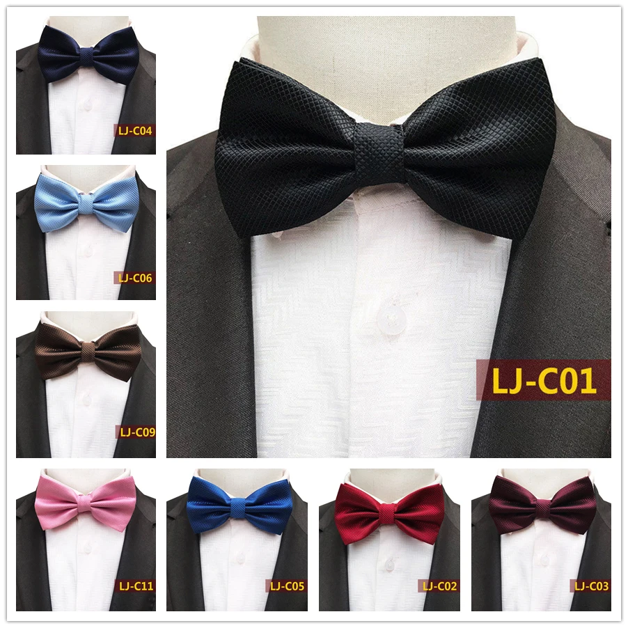 

Tuxedo Wedding Party Bow Ties Fashion Solid Grids Butterfly Bowtie
