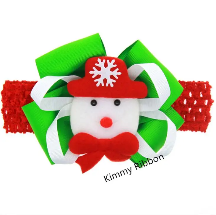 100 шт./лот красно-зеленая рождественская повязка на голову для новорожденных