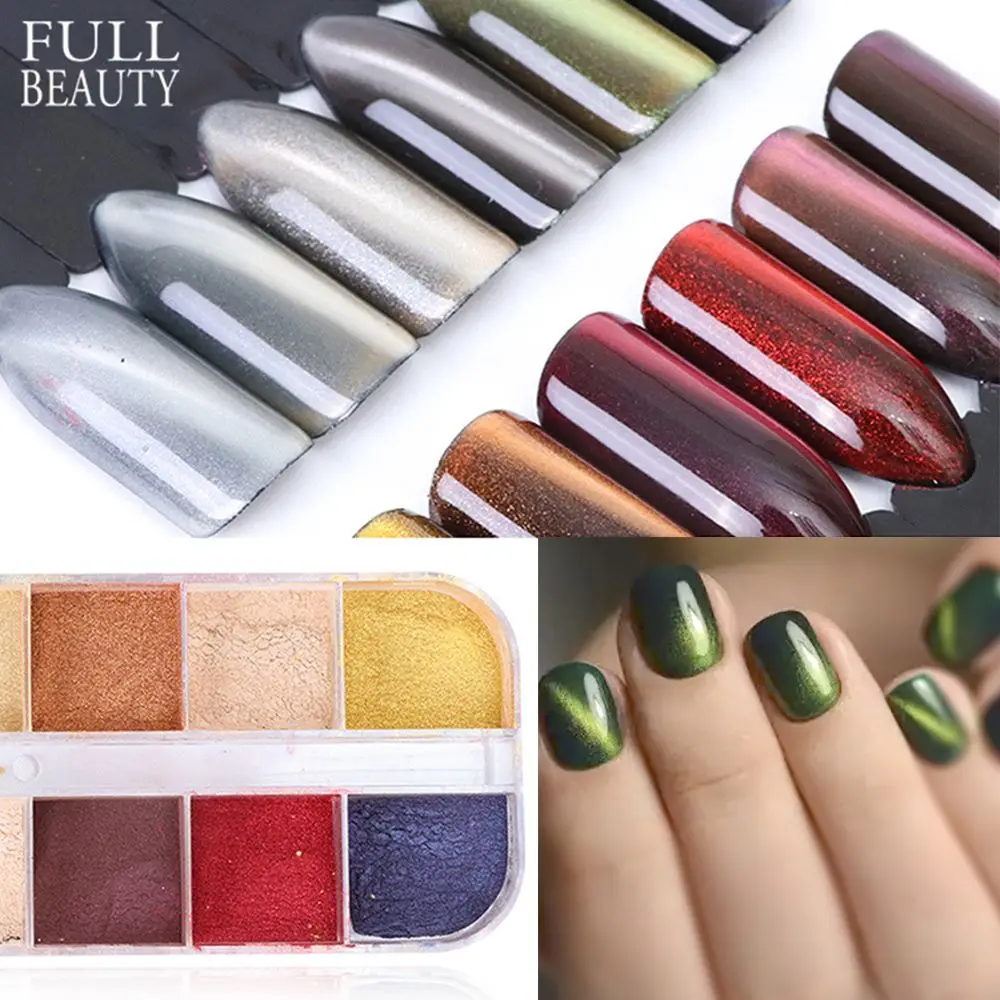 Магнитный порошок кошачий глаз для дизайна ногтей УФ гель полировки