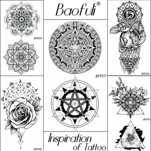 BAOFULI черная временная татуировка Бога тотемы Волшебная круглая пентаграмма водостойкая искусство тела для мужчин тату наклейки макияж