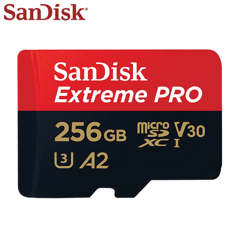 100% Original Sandisk Extreme Memory Card 256GB Class 10 UHS-I Flash Card U3 High Speed A2 V30 Micro SD Card TF Extreme PRO Card
