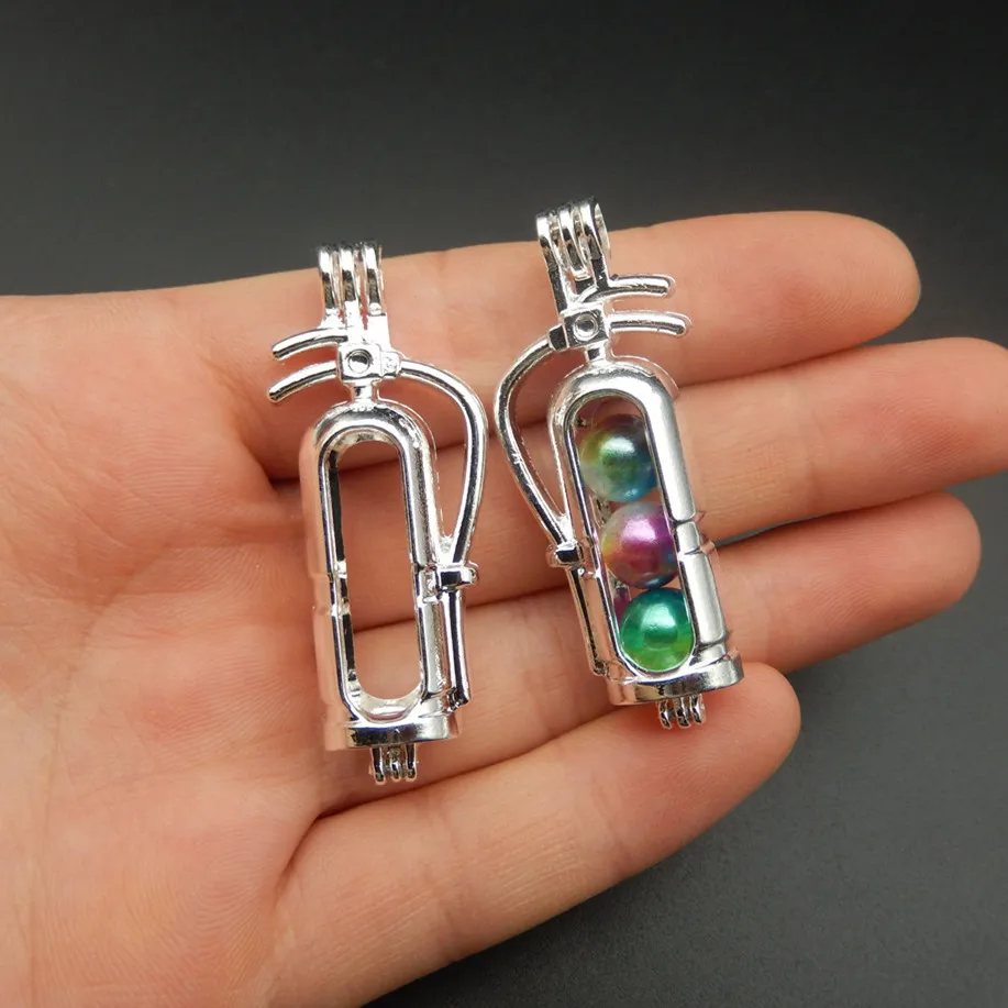 

10pcs silver fire extinguisher pearl cage necklace pendant aroma oil diffuser adds your own pearl stone makes it more attractive