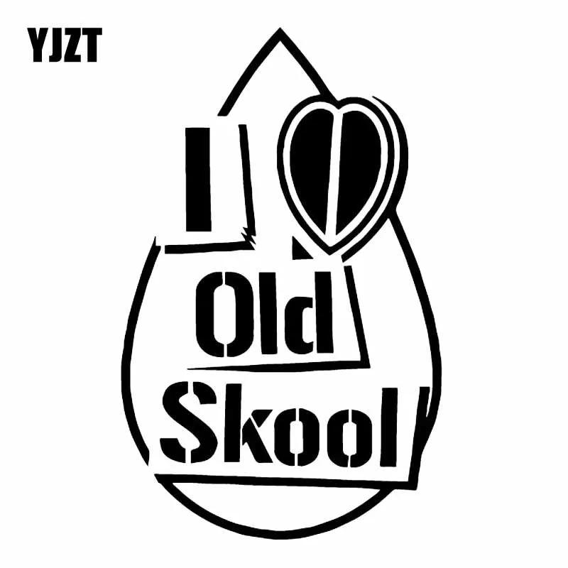 Виниловая наклейка YJZT цвет черный/серебристый х15 см с надписью I Love Old Skool