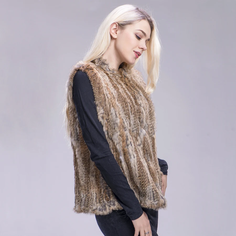 Новинка 2020 г. модные женские теплые меховые жилеты FXFURS шуба из кроличьего меха