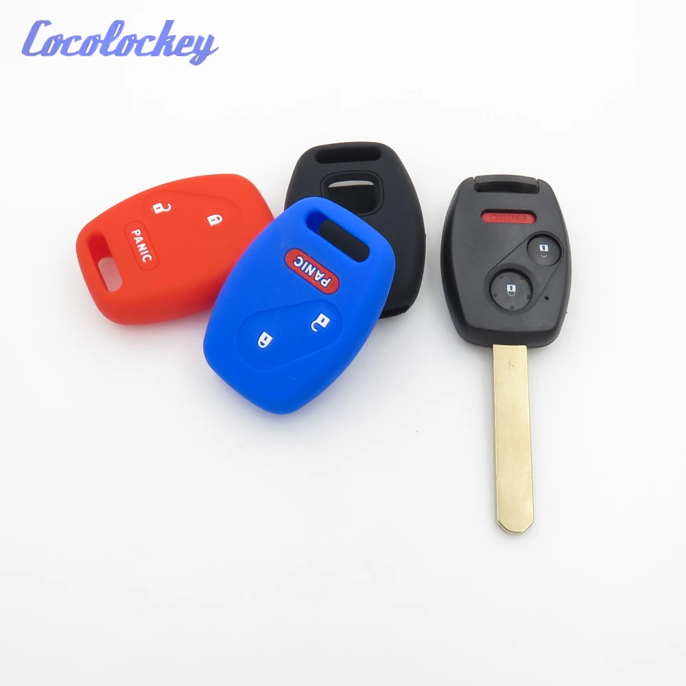 Cocolockey Silicone Car Key Cover Fob Case Skin Set 3Buttons For Honda FIT INSIGHT Civic Accord Remote Keyless Holder 2+1 Button