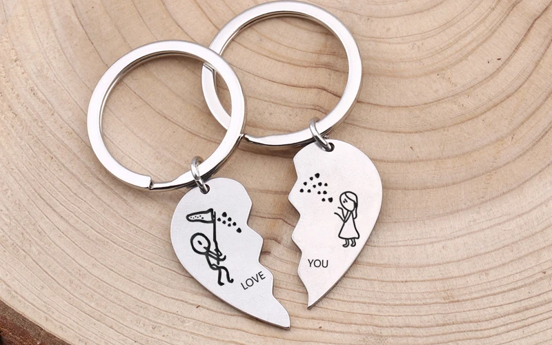 1 пара брелок для пары Love You сломанный сердцевидный брелок ручной работы для парня девушки палка фигура ключ кулон