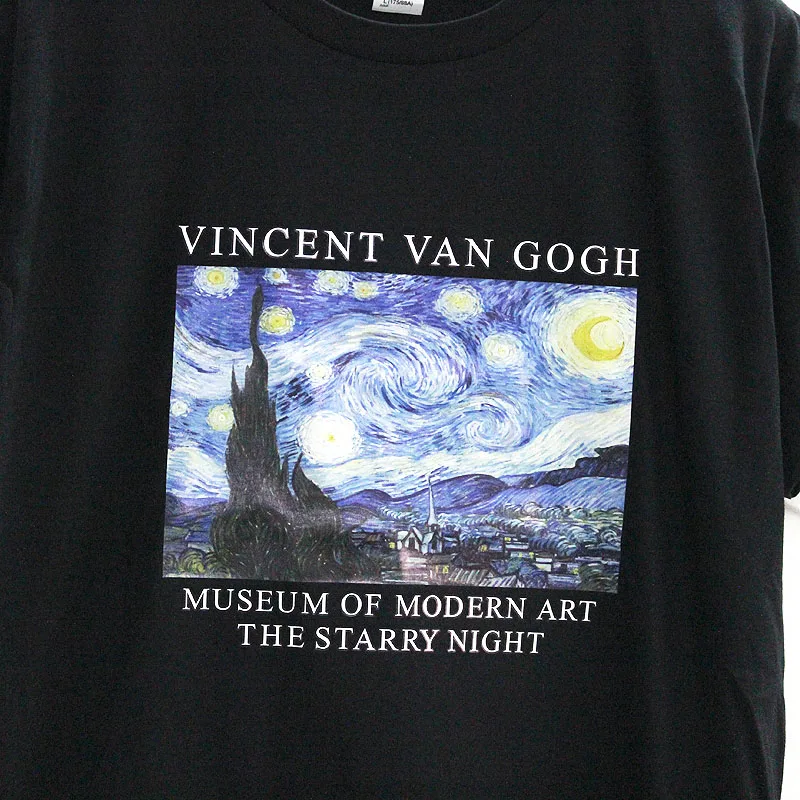 GAAJ Vincent Van Gogh Звездная ночь 100 хлопковая Футболка женская модная футболка с круглым вырезом одежда с коротким рукавом 608P4