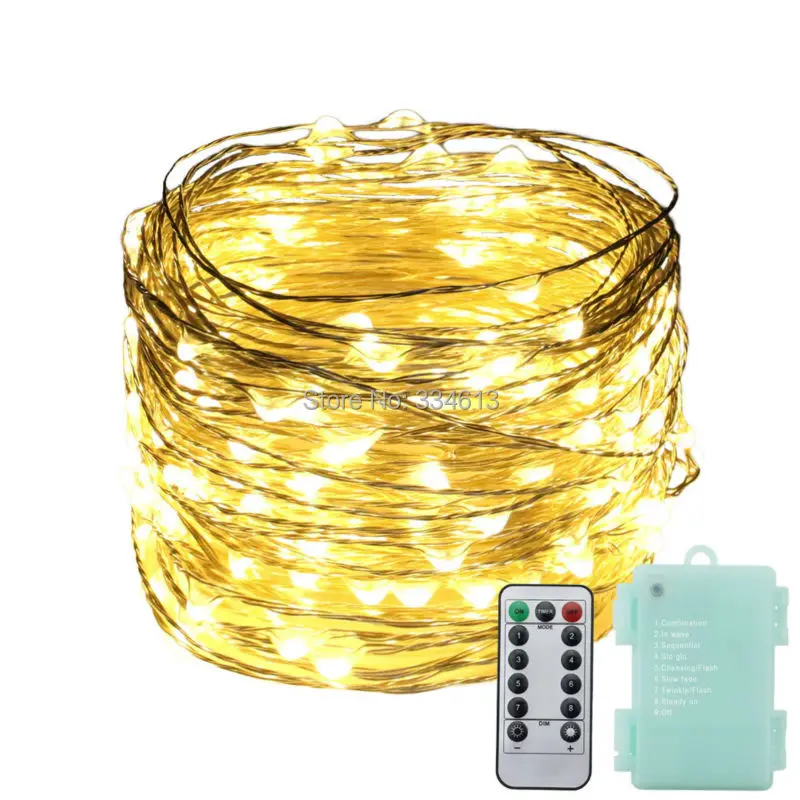 6AA питание от аккумулятора 20 м 200LED 8 режимов светодиодные гирлянды серебряный
