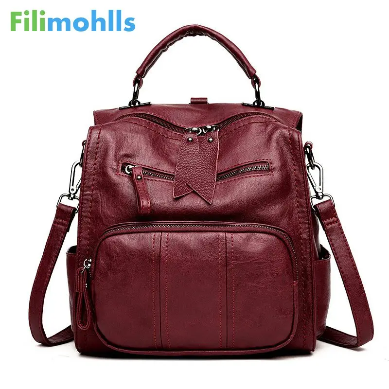 Женская сумка школьный рюкзак для девушек многофункциональные женские кожаные